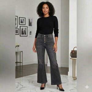 New Michael Michael Kors Selma $125 MSRP Dark Gray Wash Flare Jeans